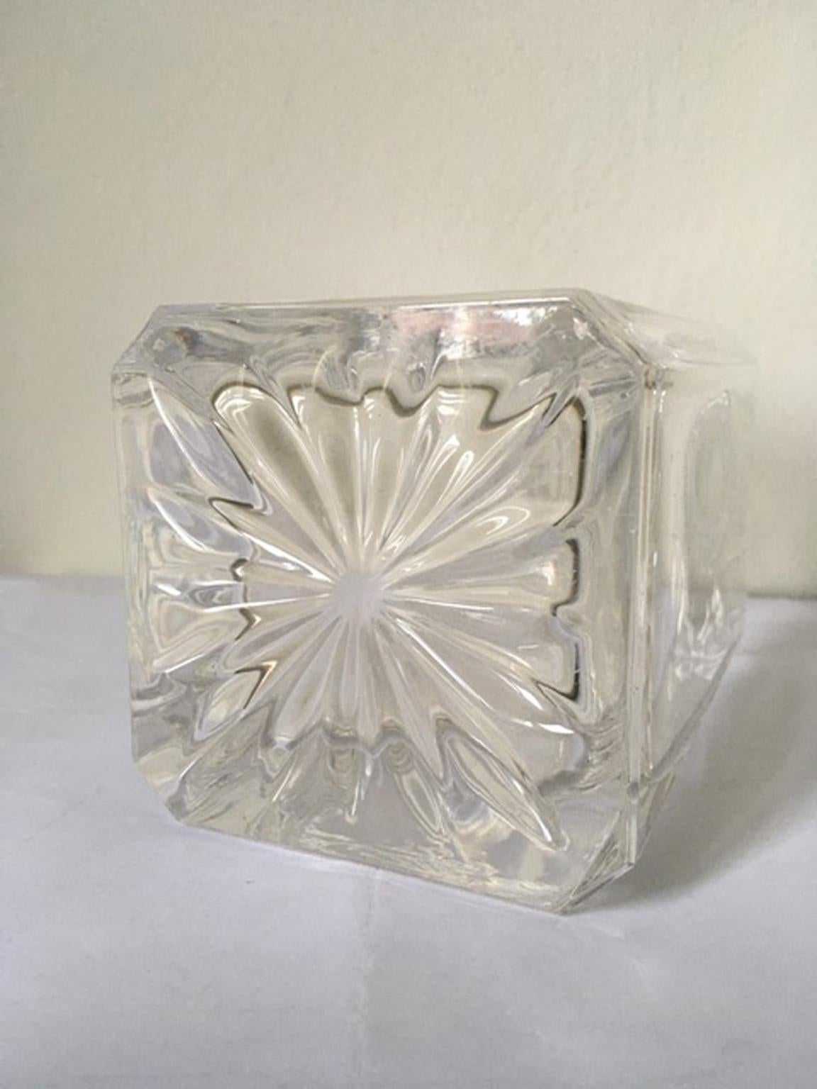 1990 Italian Design Crystal Bottle with Silver Stopper For Sale 2