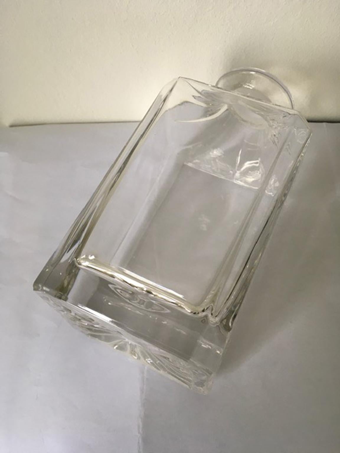 1990 Italian Design Crystal Bottle with Silver Stopper For Sale 3