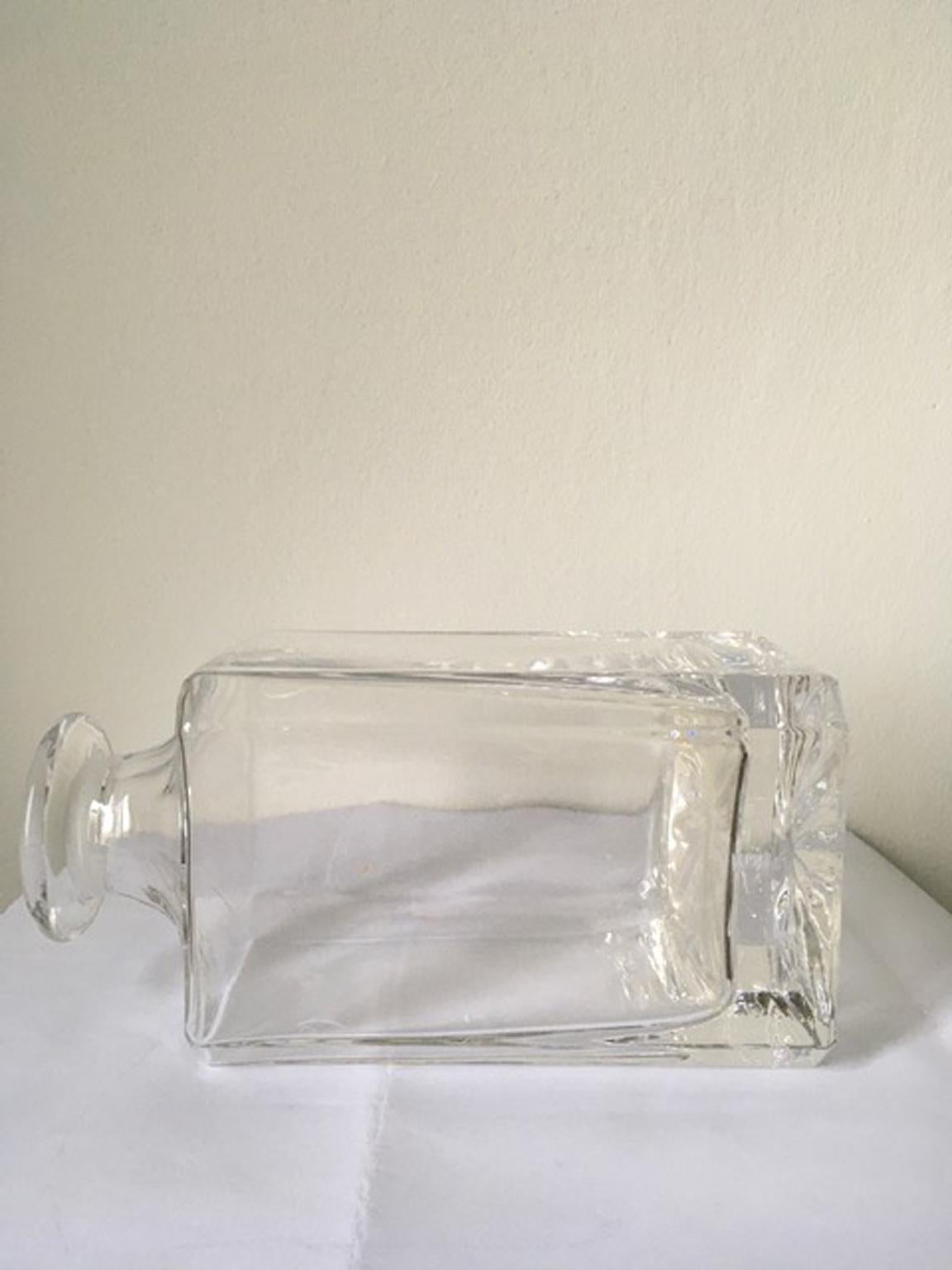 1990 Italian Design Crystal Bottle with Silver Stopper For Sale 4