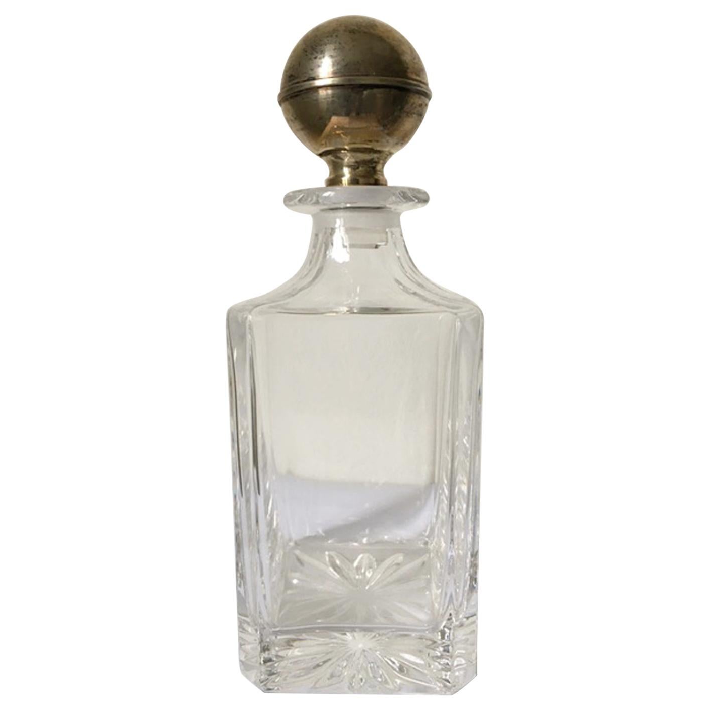 1990 Italian Design Crystal Bottle with Silver Stopper For Sale