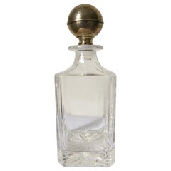 1990 Italian Design Crystal Bottle with Silver Stopper