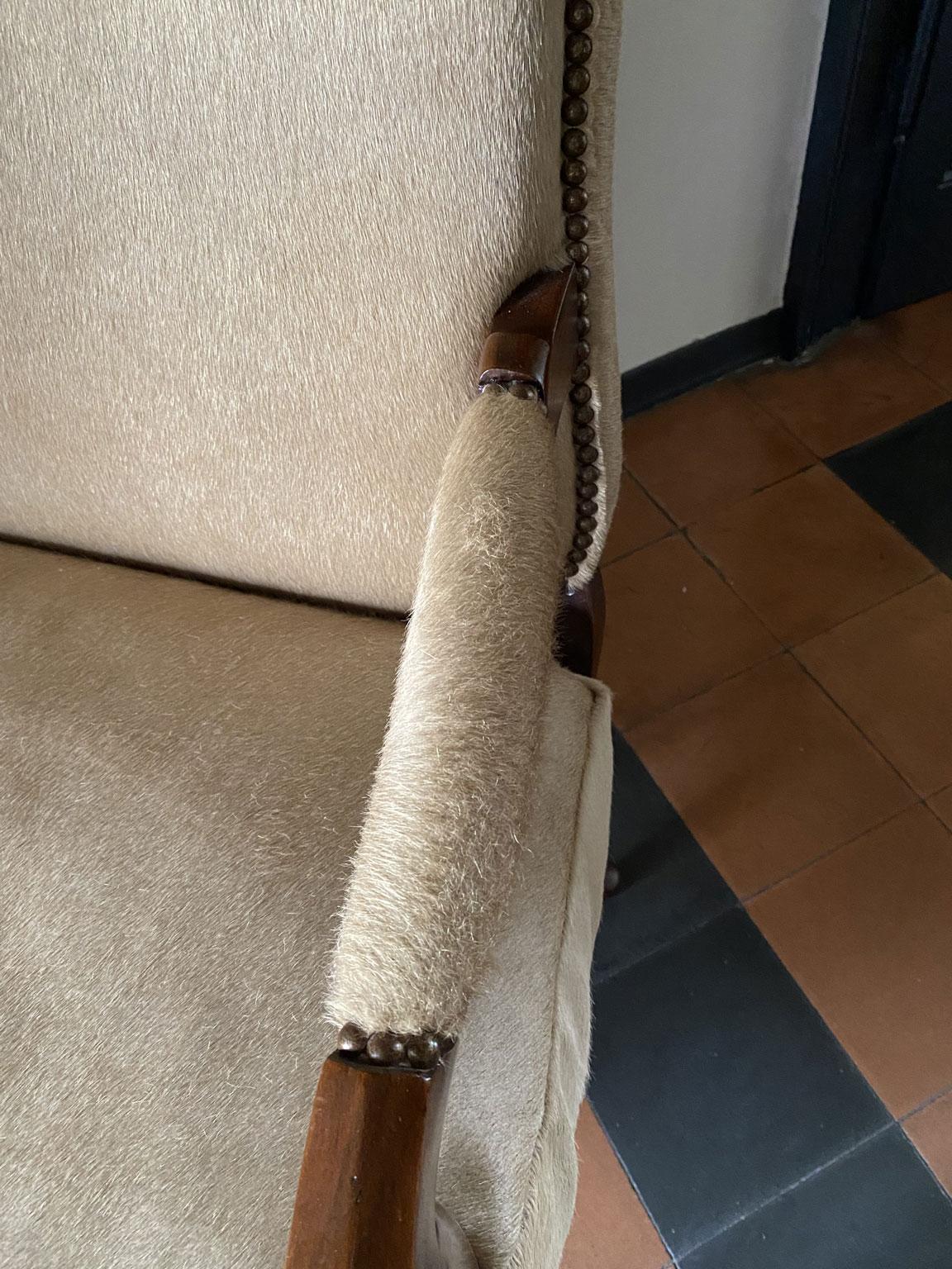 1990 Italy Postmodern Blond Cow Leather Armachair For Sale 4