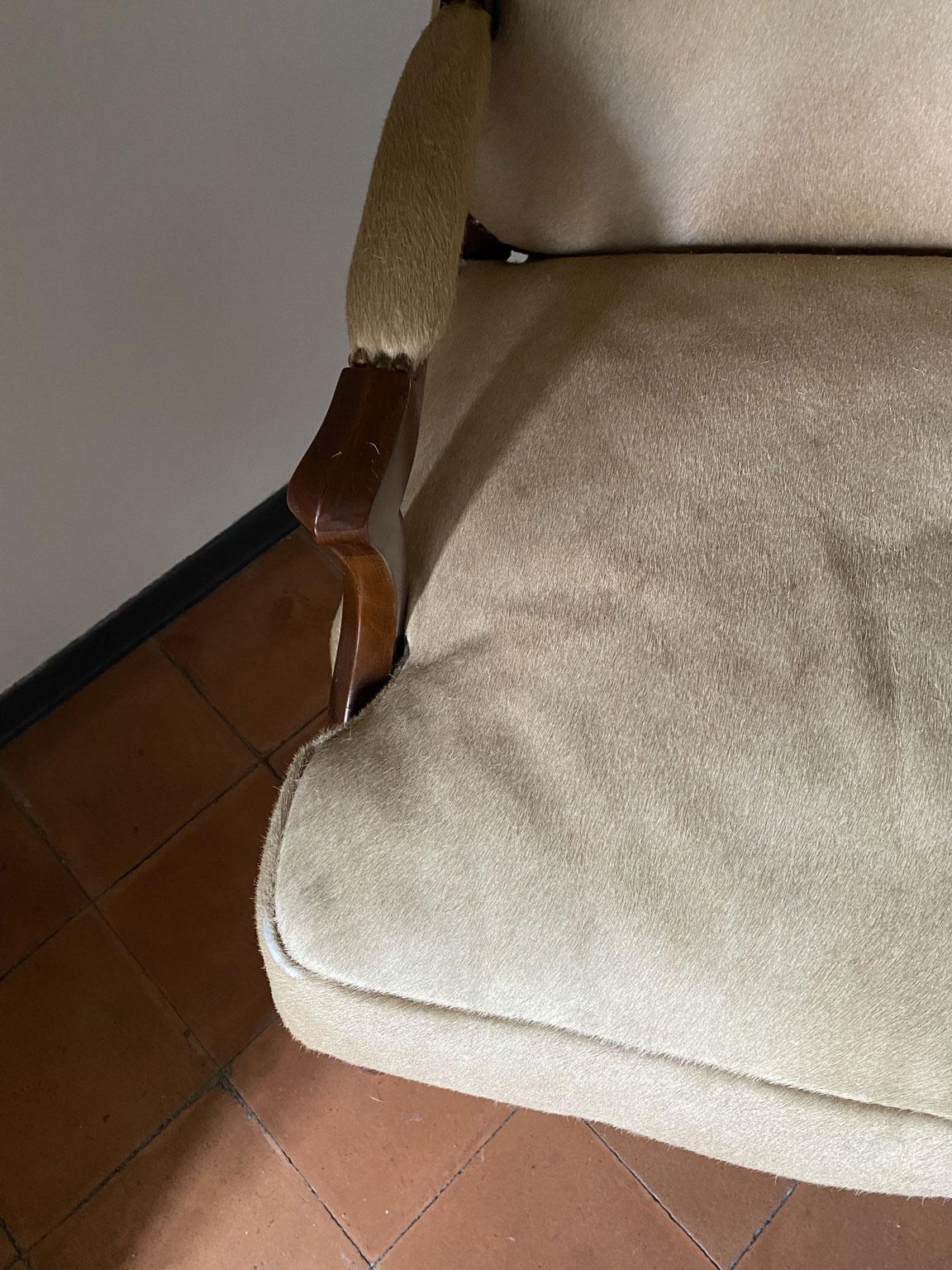1990 Italy Postmodern Blond Cow Leather Armachair For Sale 8