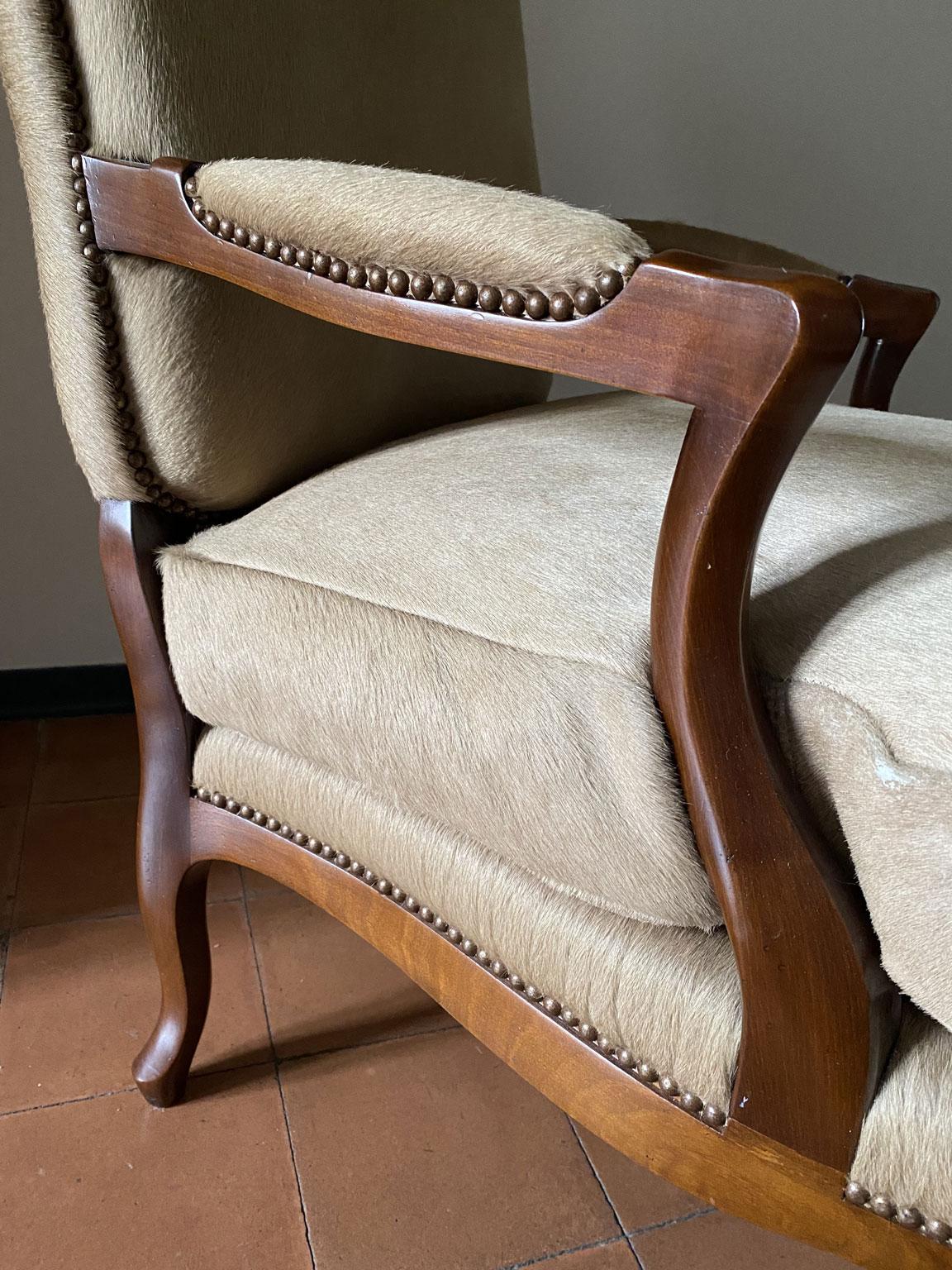 1990 Italy Postmodern Blond Cow Leather Armachair For Sale 11