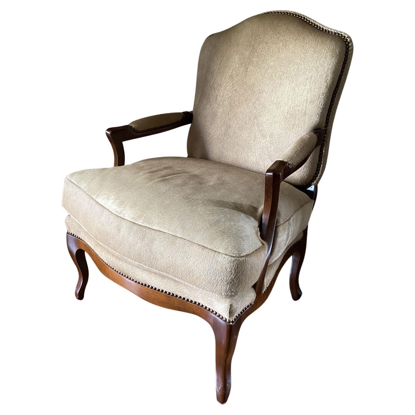 1990 Italy Postmodern Blond Cow Leather Armachair For Sale