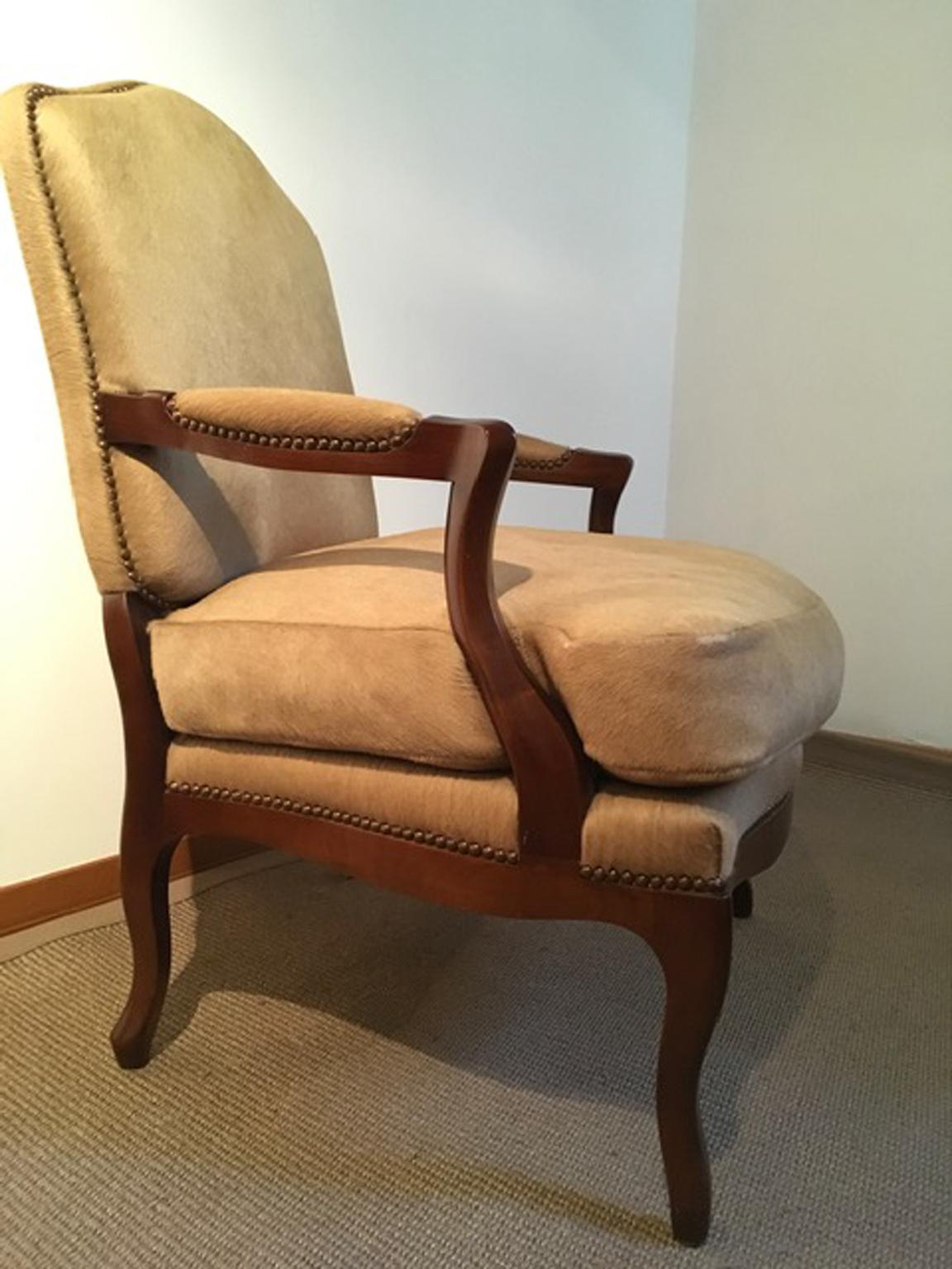 1990 Italy Postmodern Blond Cow Leather Armachair For Sale 5