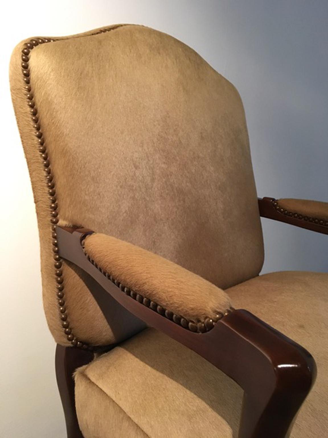 1990 Italy Postmodern Blond Cow Leather Armachair For Sale 6