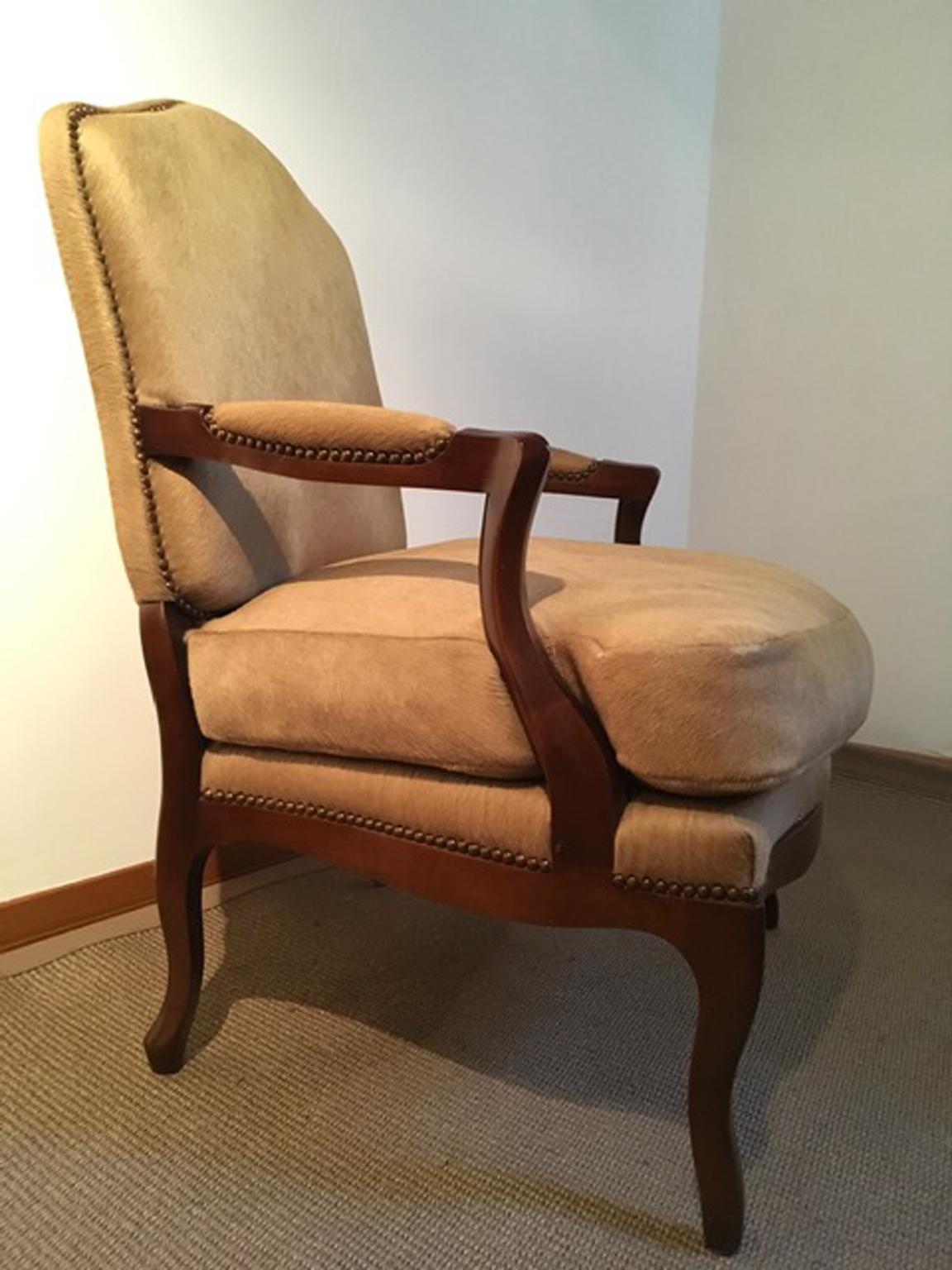 1990 Italy Postmodern Blond Cow Leather Armachair For Sale 7
