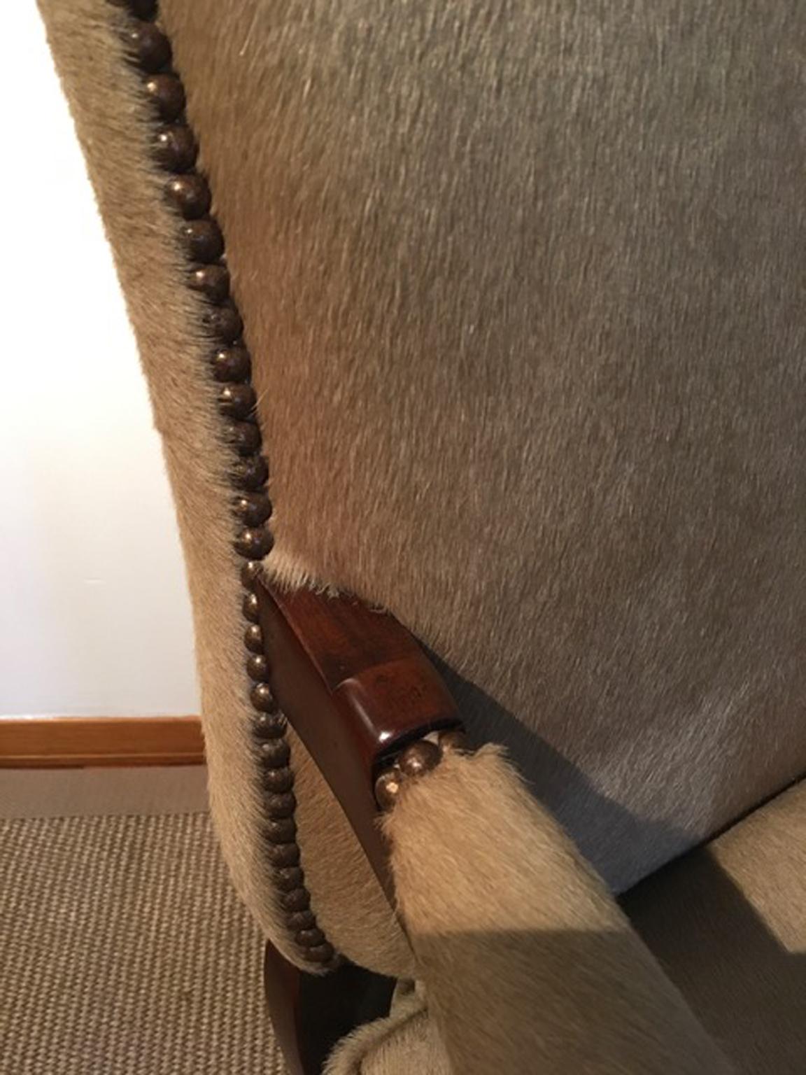 Hand-Crafted 1990 Italy Postmodern Blond Cow Leather Armachair For Sale