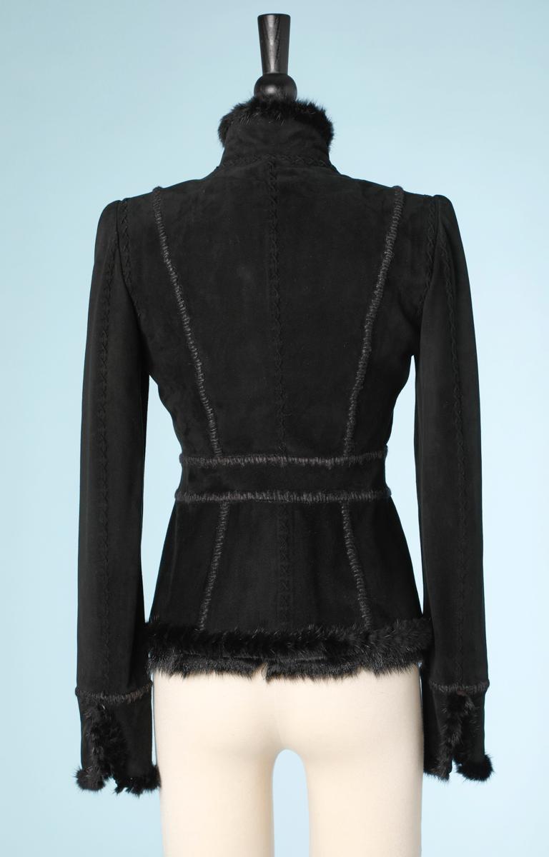 1990 Jacket in suede and black fur by Yves Saint Laurent 1