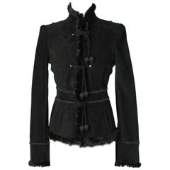 Vintage 1990 Jacket in suede and black fur by Yves Saint Laurent