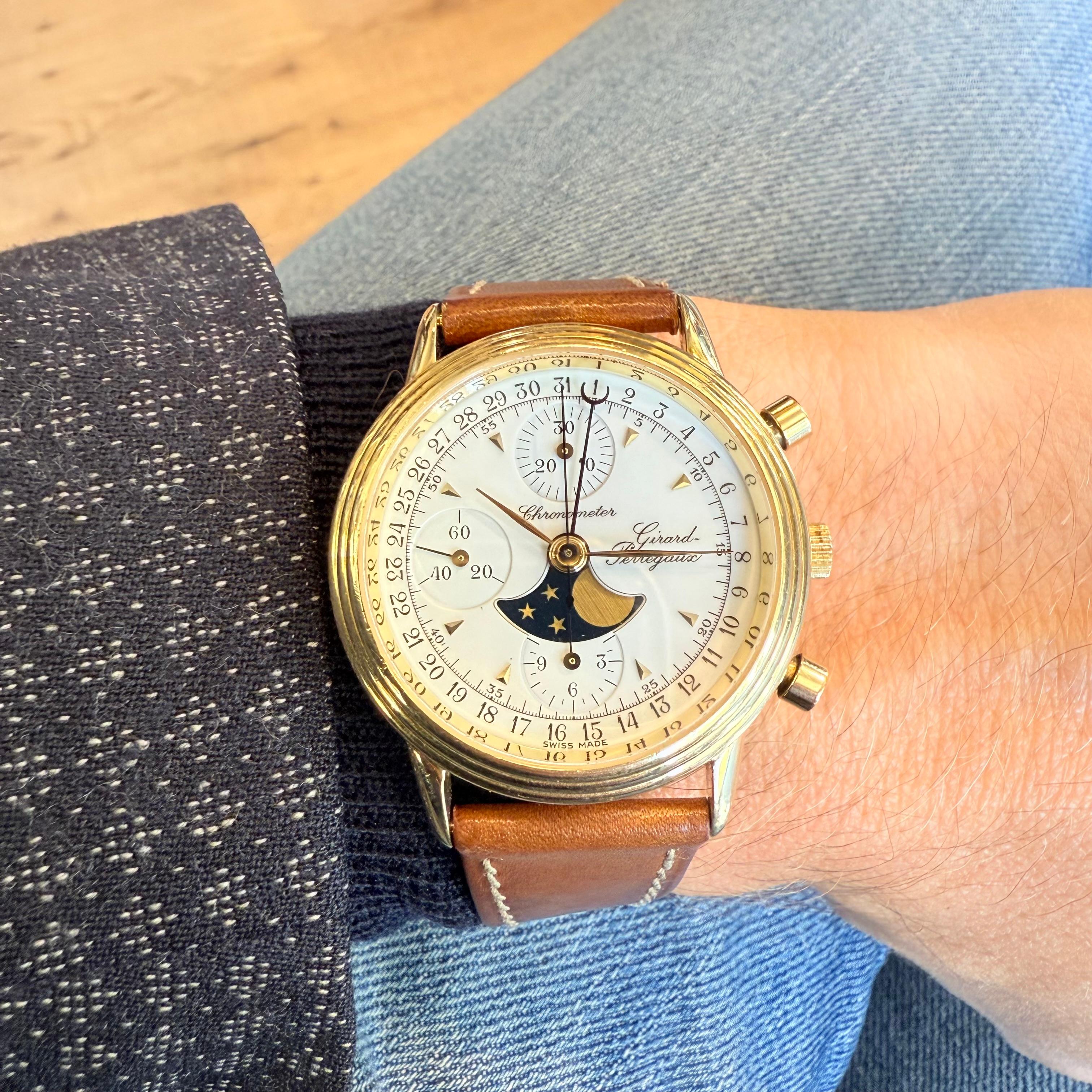 1990 Limitierter Girard-Perregaux Gold Chronograph Mondphase im Angebot 6