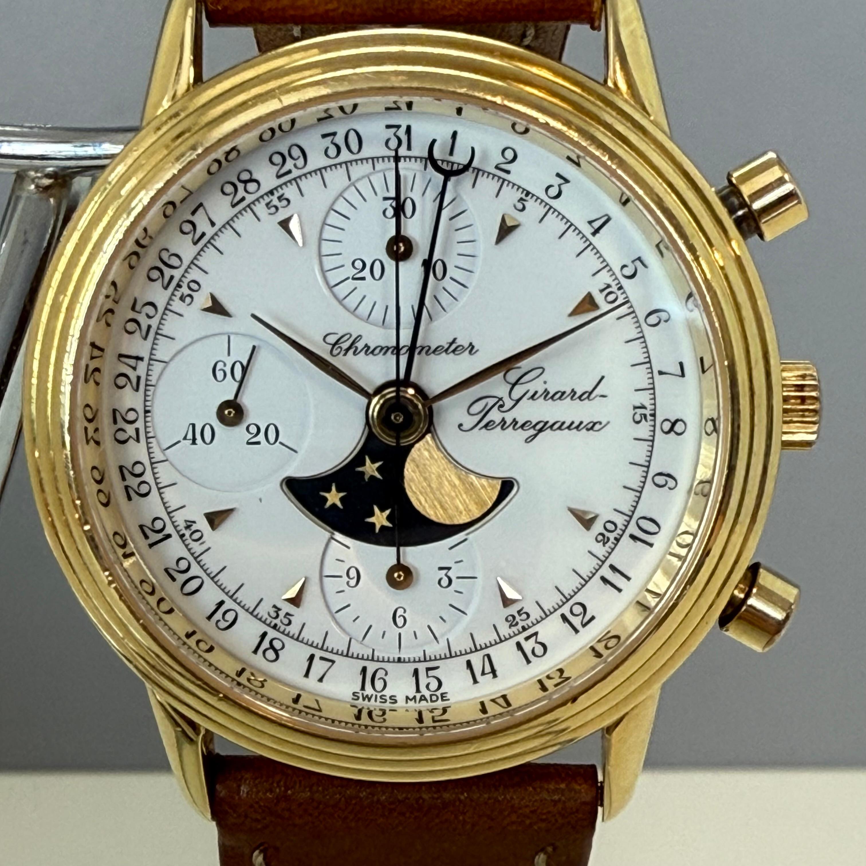 1990 Limitierter Girard-Perregaux Gold Chronograph Mondphase im Angebot 7
