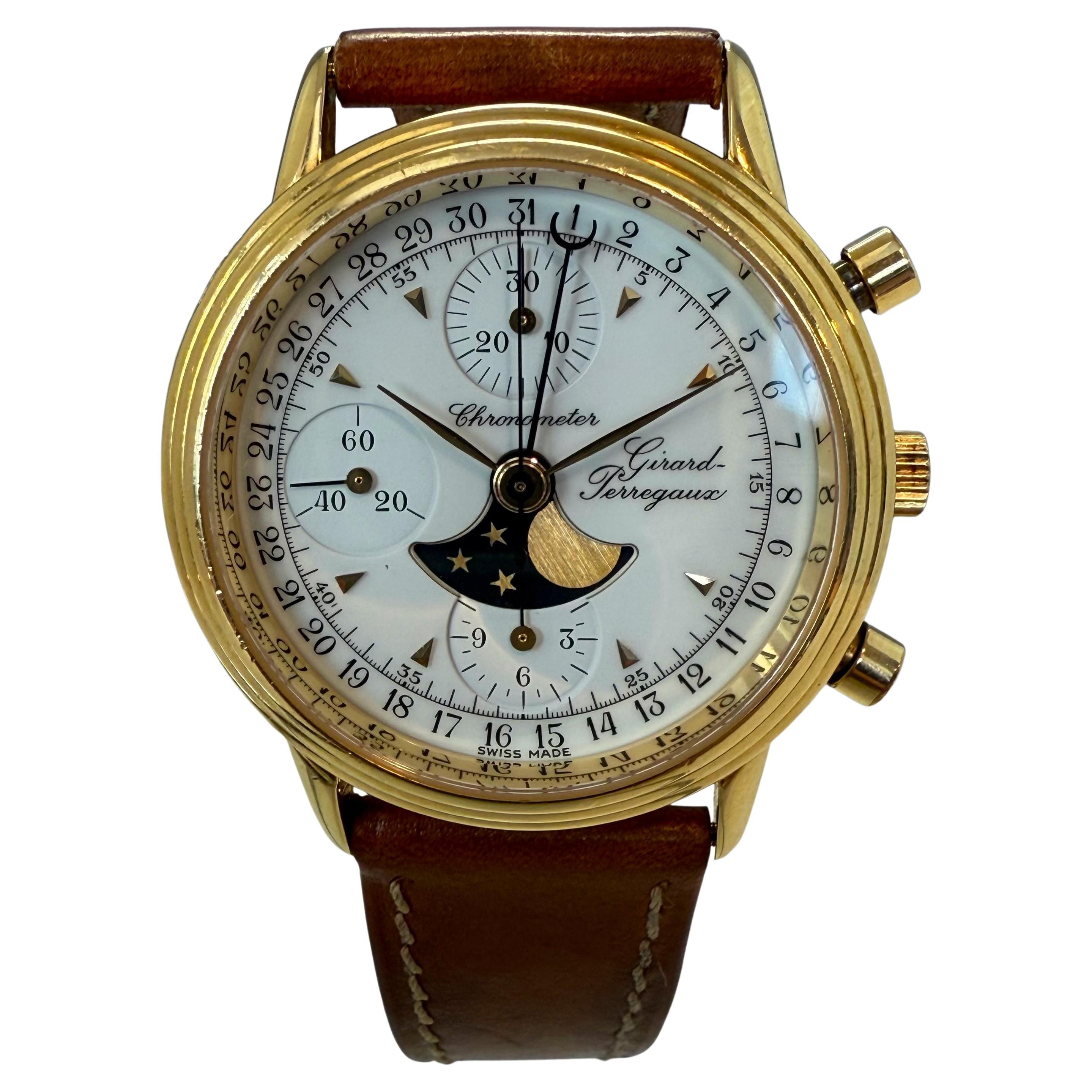 1990 Limitierter Girard-Perregaux Gold Chronograph Mondphase im Angebot