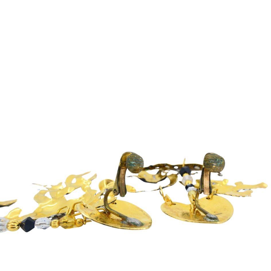 1990 Lunch At The Ritz Carte Du Jour African Animal Gold Silber Clip-Ohrringe im Angebot 10