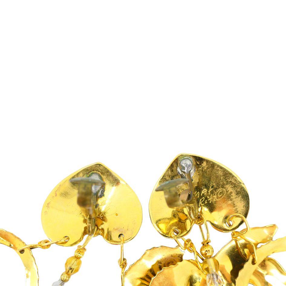 1990 Lunch At The Ritz Carte Du Jour African Animal Gold Silber Clip-Ohrringe im Angebot 11