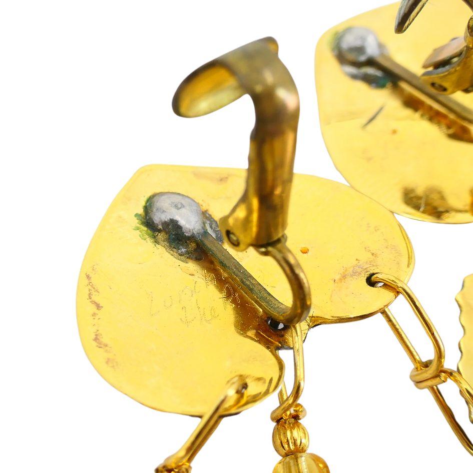 1990 Lunch At The Ritz Carte Du Jour African Animal Gold Silber Clip-Ohrringe im Angebot 12