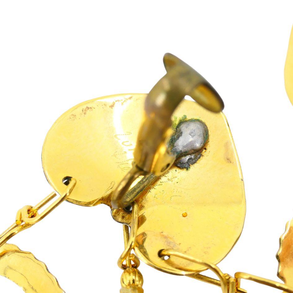 1990 Lunch At The Ritz Carte Du Jour African Animal Gold Silber Clip-Ohrringe im Angebot 13