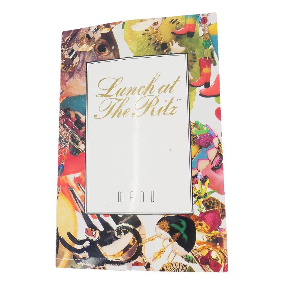1990 Lunch At The Ritz Carte Du Jour African Animal Gold Silber Clip-Ohrringe im Angebot 3