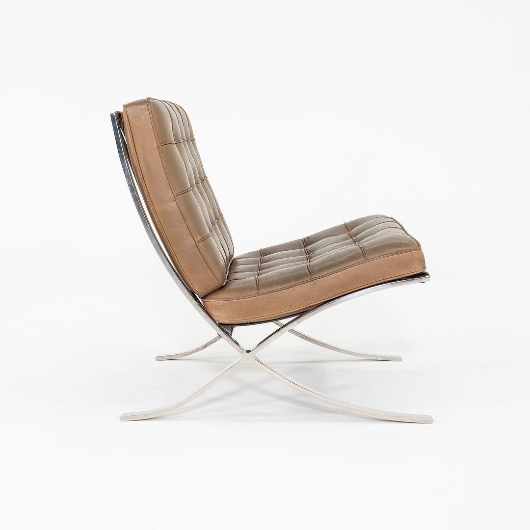 American 1990 Mies van der Rohe for Knoll Barcelona Lounge Chair in Tan Leather For Sale