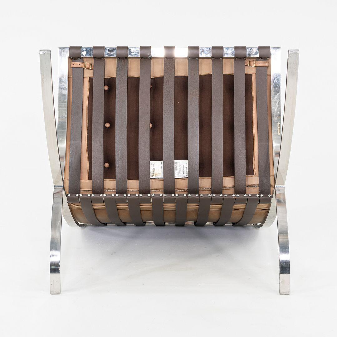 1990 Mies van der Rohe for Knoll Barcelona Lounge Chair in Tan Leather For Sale 1