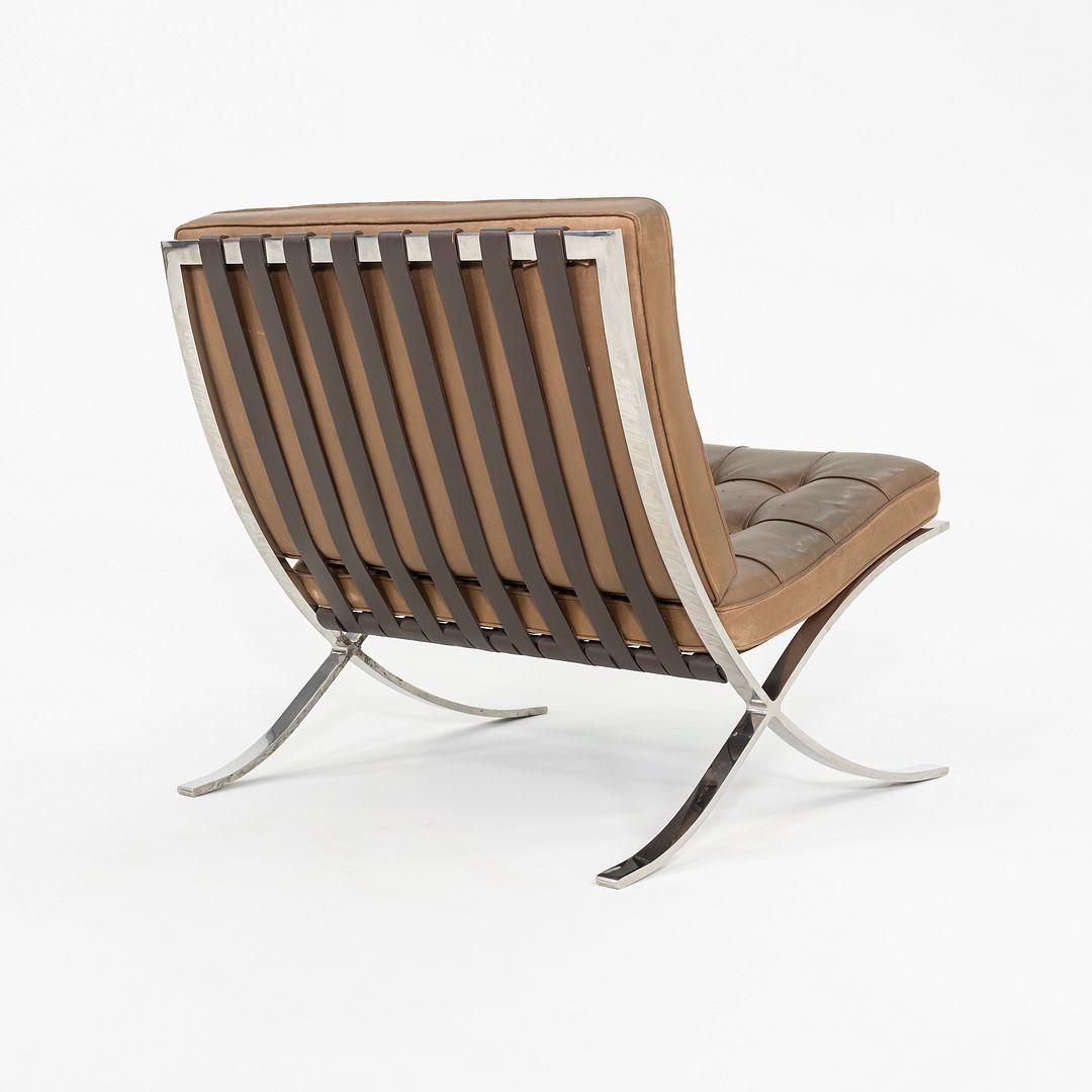 1990 Mies van der Rohe for Knoll Barcelona Lounge Chair in Tan Leather For Sale 2