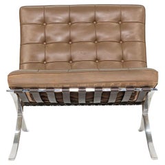 1990 Mies van der Rohe für Knoll Barcelona Loungesessel aus braunem Leder