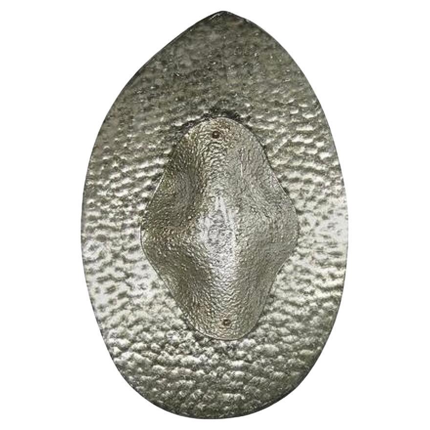 1990 Modernes italienisches Silber Finish Textur Murano Glas Skulpturale Konkave Sconce