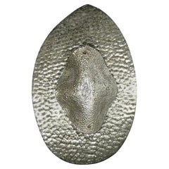 1990 Modernity Italian Silver Finish Texture Murano Glass Sculptural Concave Sconce
