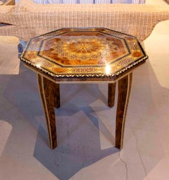 1990 Moroccan Octagonal Table with Geometric Marquetry