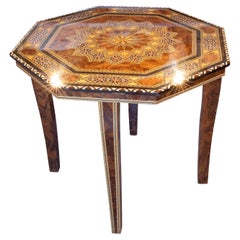 1990 Moroccan Octagonal Table with Geometric Marquetry