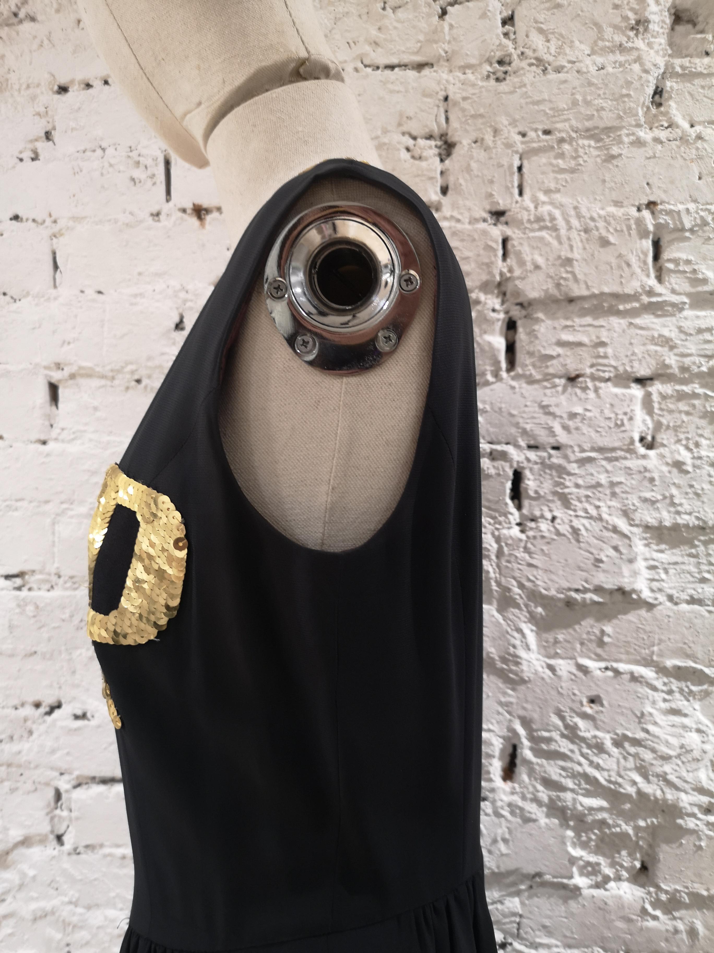 Black 1990 Moschino Gold sequins VIP black Dress