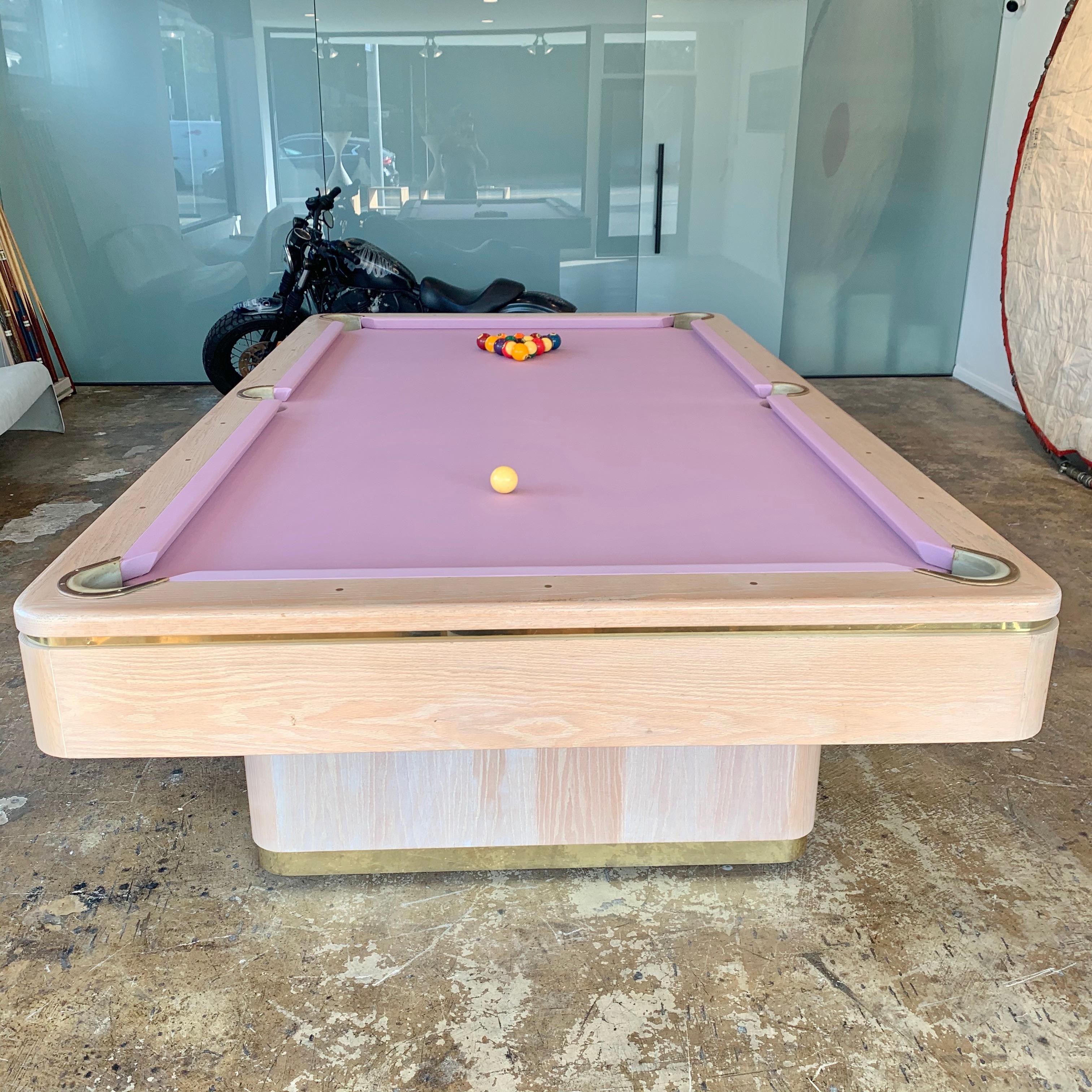 American 1990 Olhausen Oak and Brass Pool Table