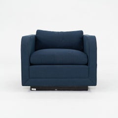 1990 Pair of Nicos Zographos CH.86P Tuxedo Chairs with Round Arms, Upholstered