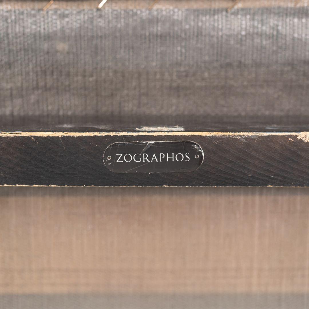 1990 Coppia di sedie smoking Nicos Zographos CH.86P con braccioli rotondi, imbottite in vendita 2