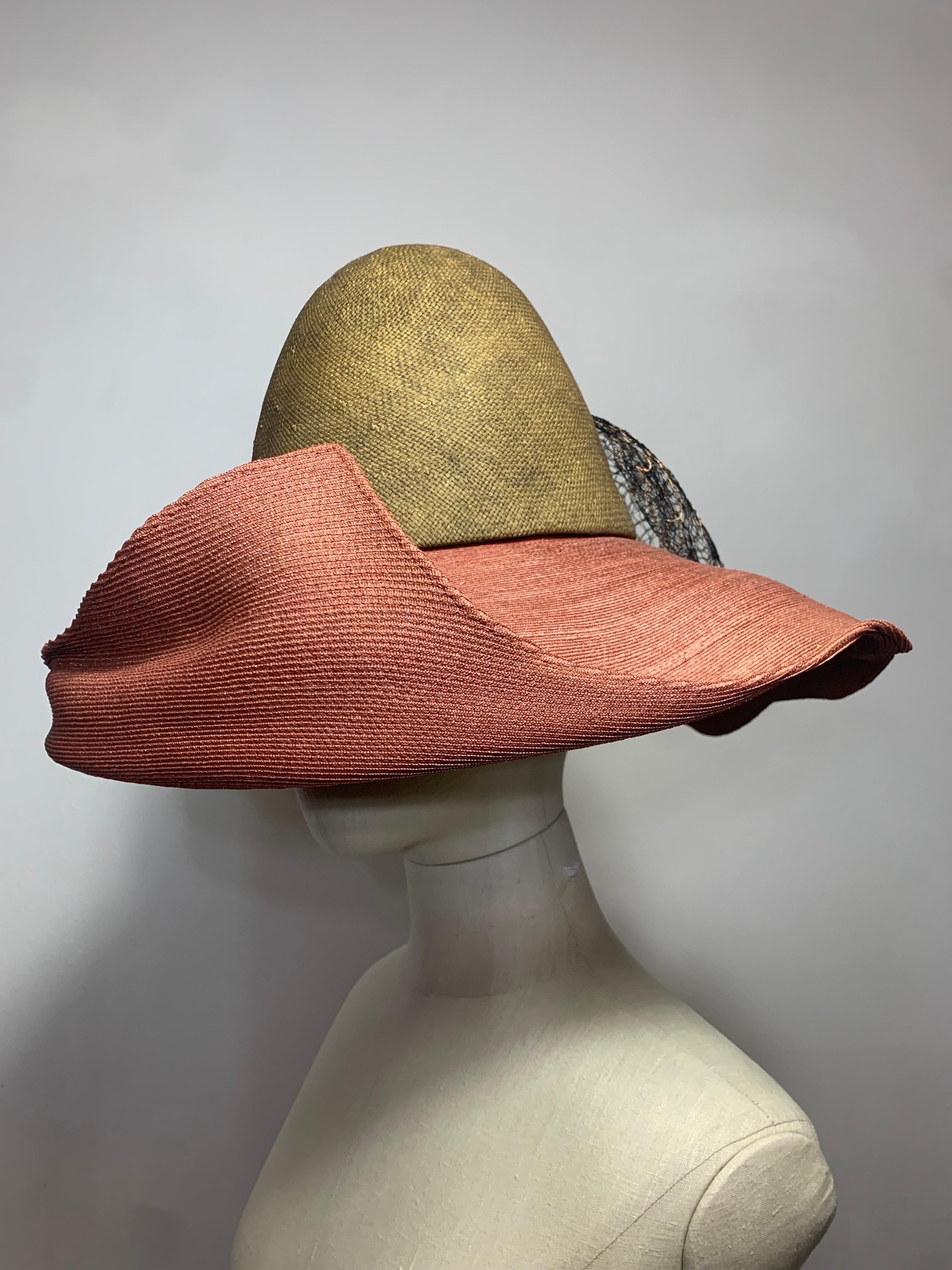 1990 Philippe Model Two-Tone Avant Garde Straw Deconstructed-Style Wide Brim Hat For Sale 6