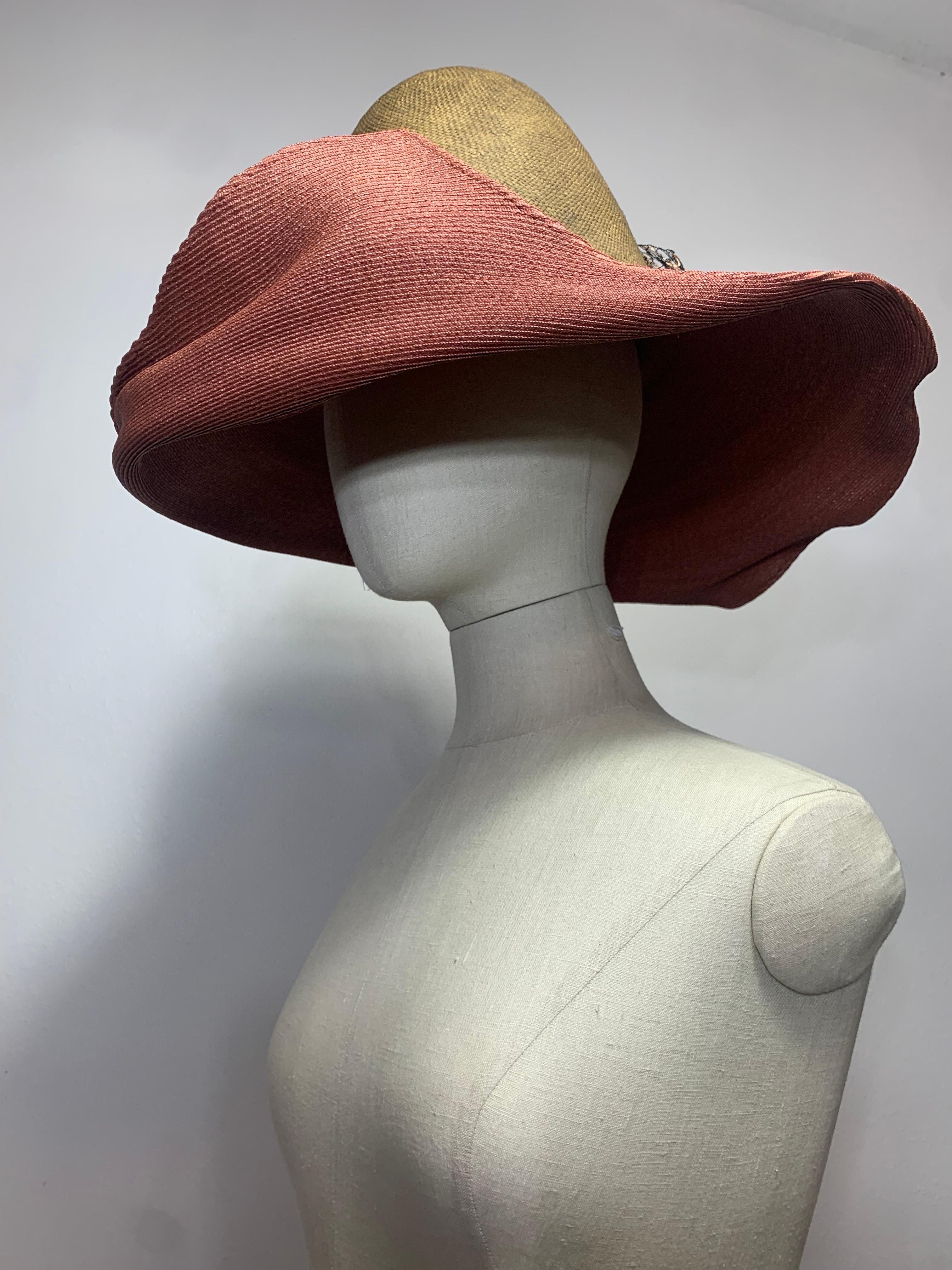 1990 Philippe Model Two-Tone Avant Garde Straw Deconstructed-Style Wide Brim Hat For Sale 7