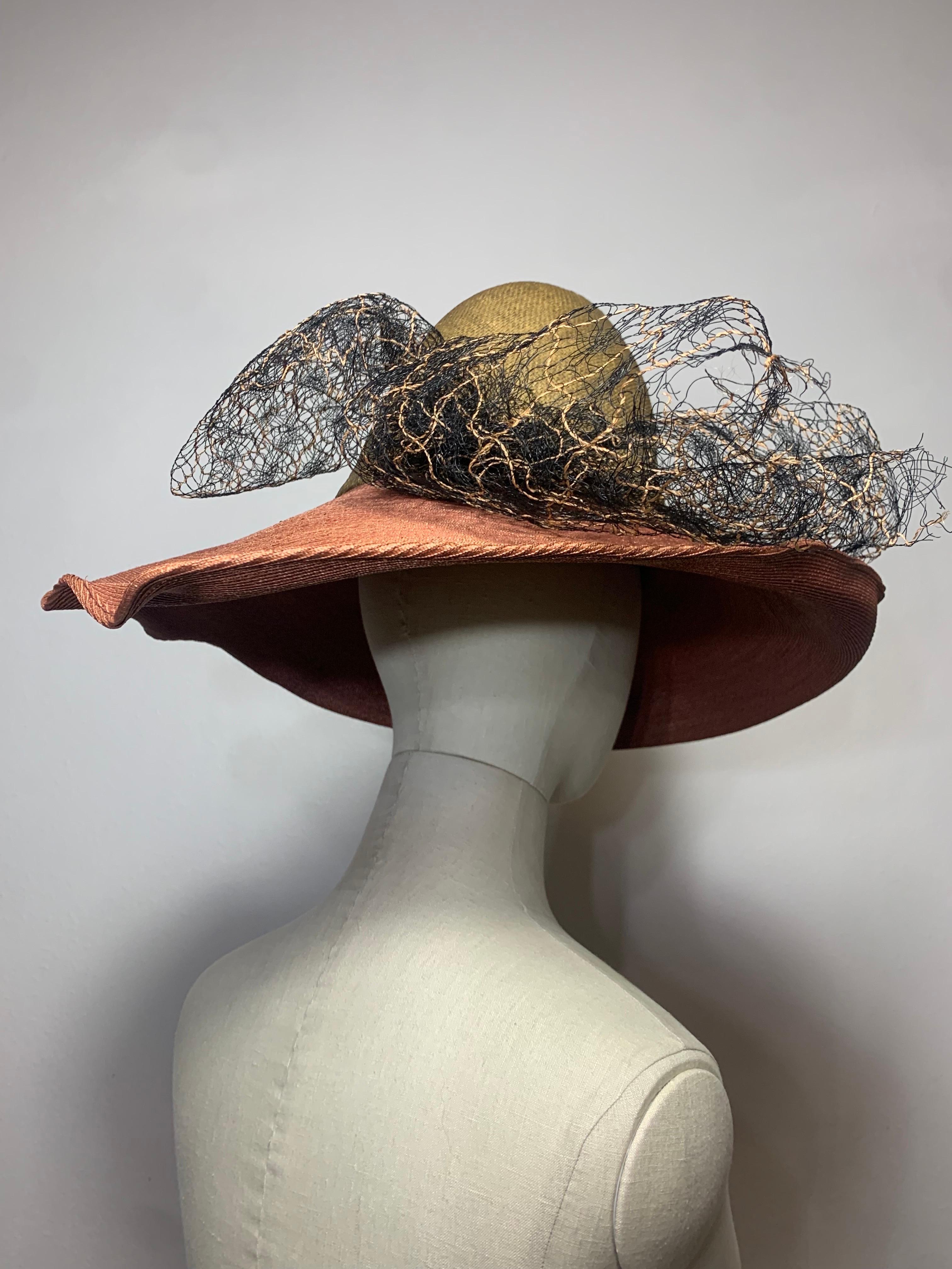 1990 Philippe Model Two-Tone Avant Garde Straw Deconstructed-Style Wide Brim Hat For Sale 3