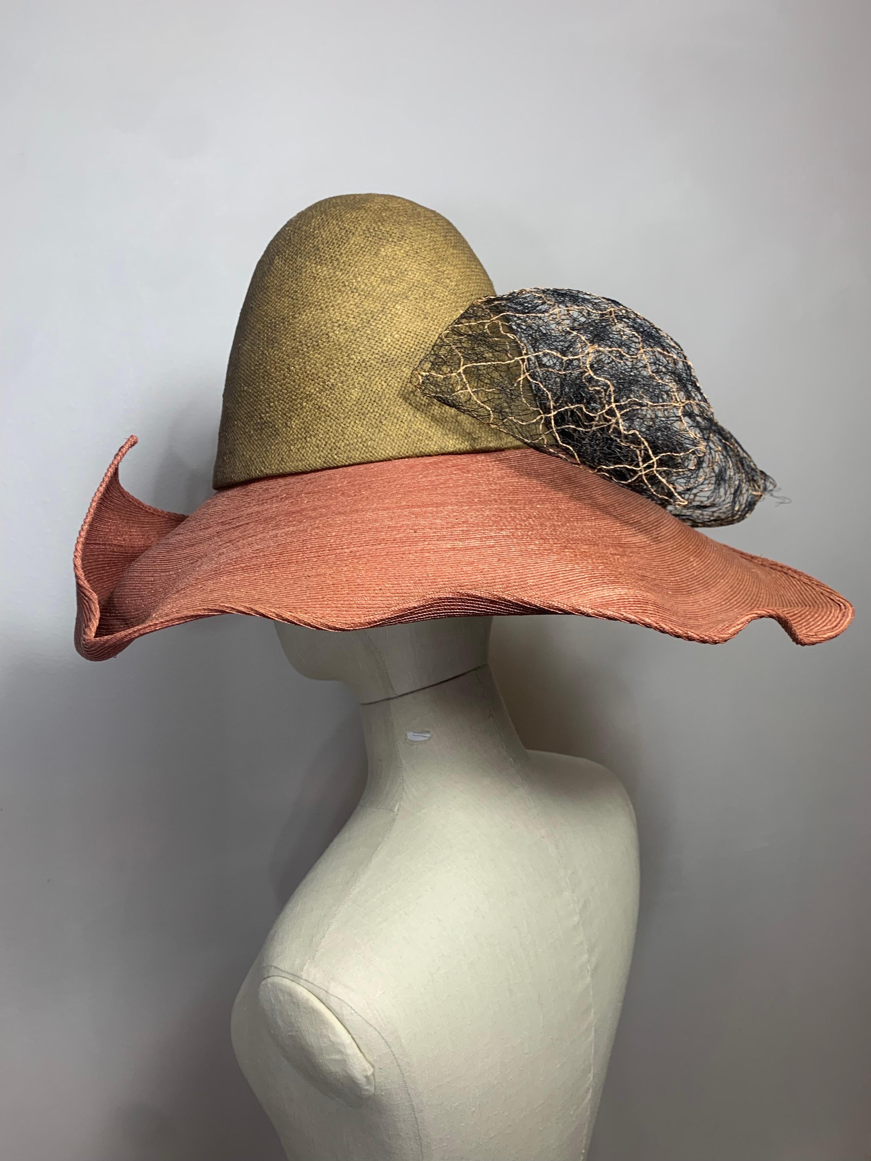 1990 Philippe Model Two-Tone Avant Garde Straw Deconstructed-Style Wide Brim Hat For Sale 4