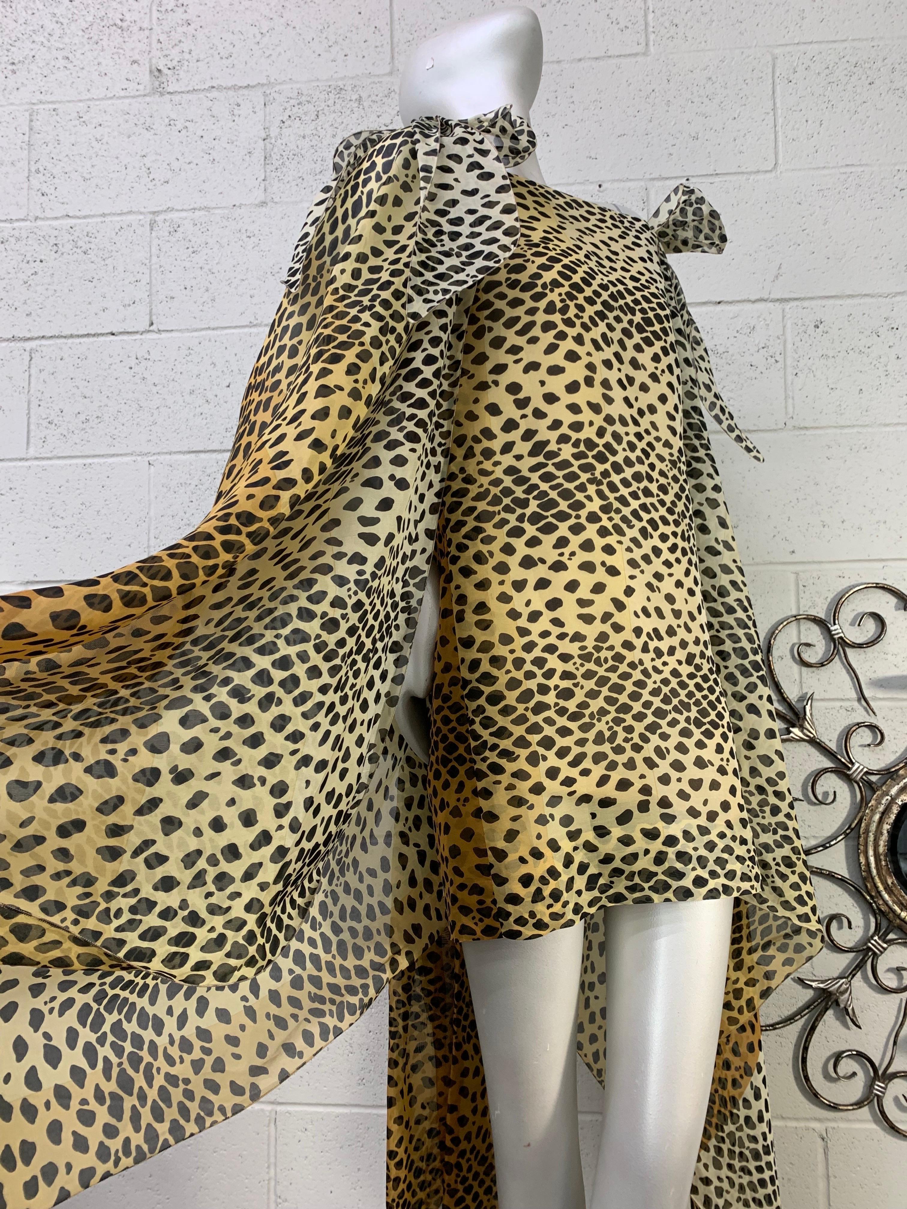 1990 Pierre Cardin Haute Couture Leopard Organza Mini Dress w Organza Cape 5