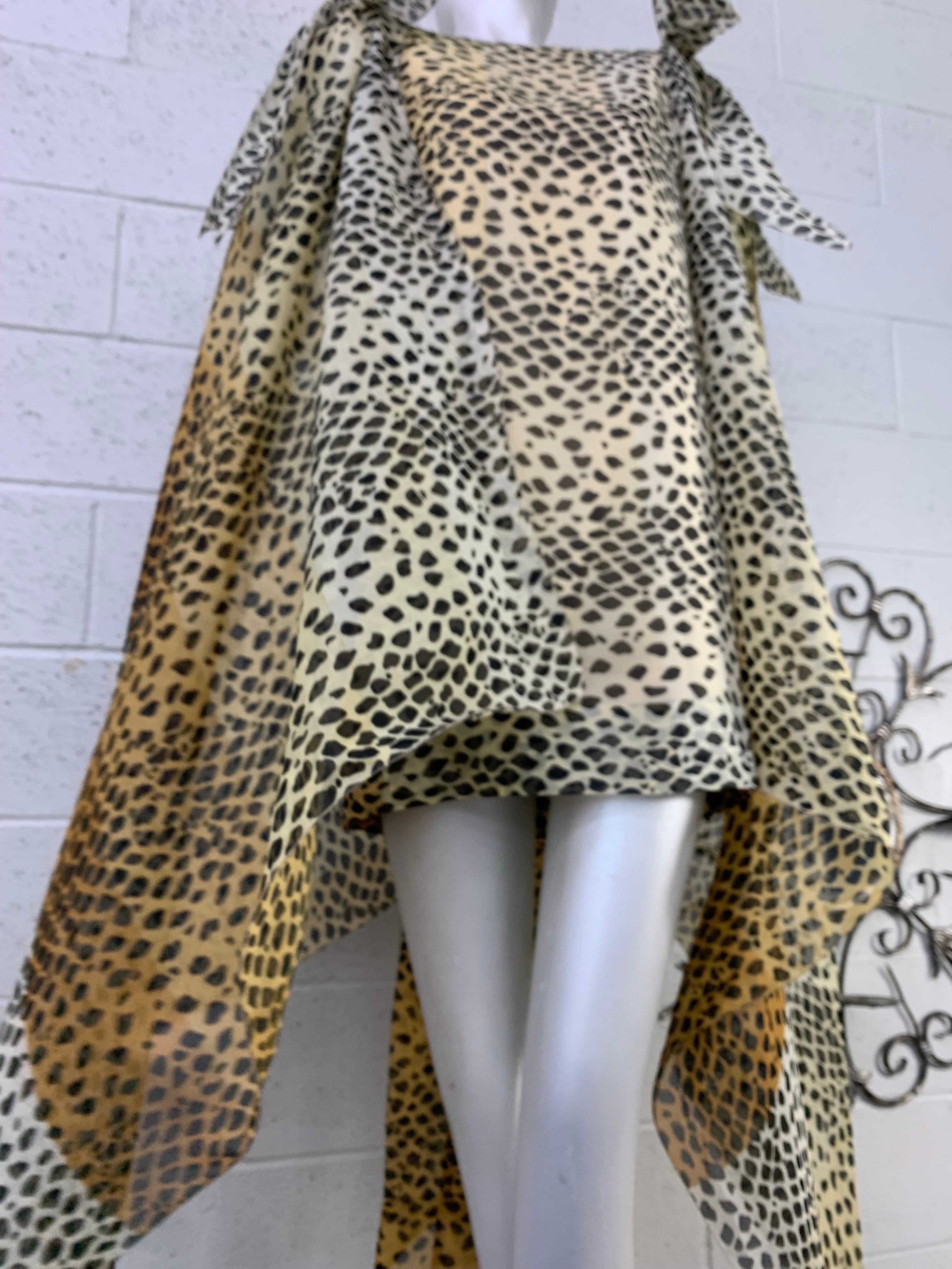 1990 Pierre Cardin Haute Couture Leopard Organza Mini Dress w Organza Cape 8