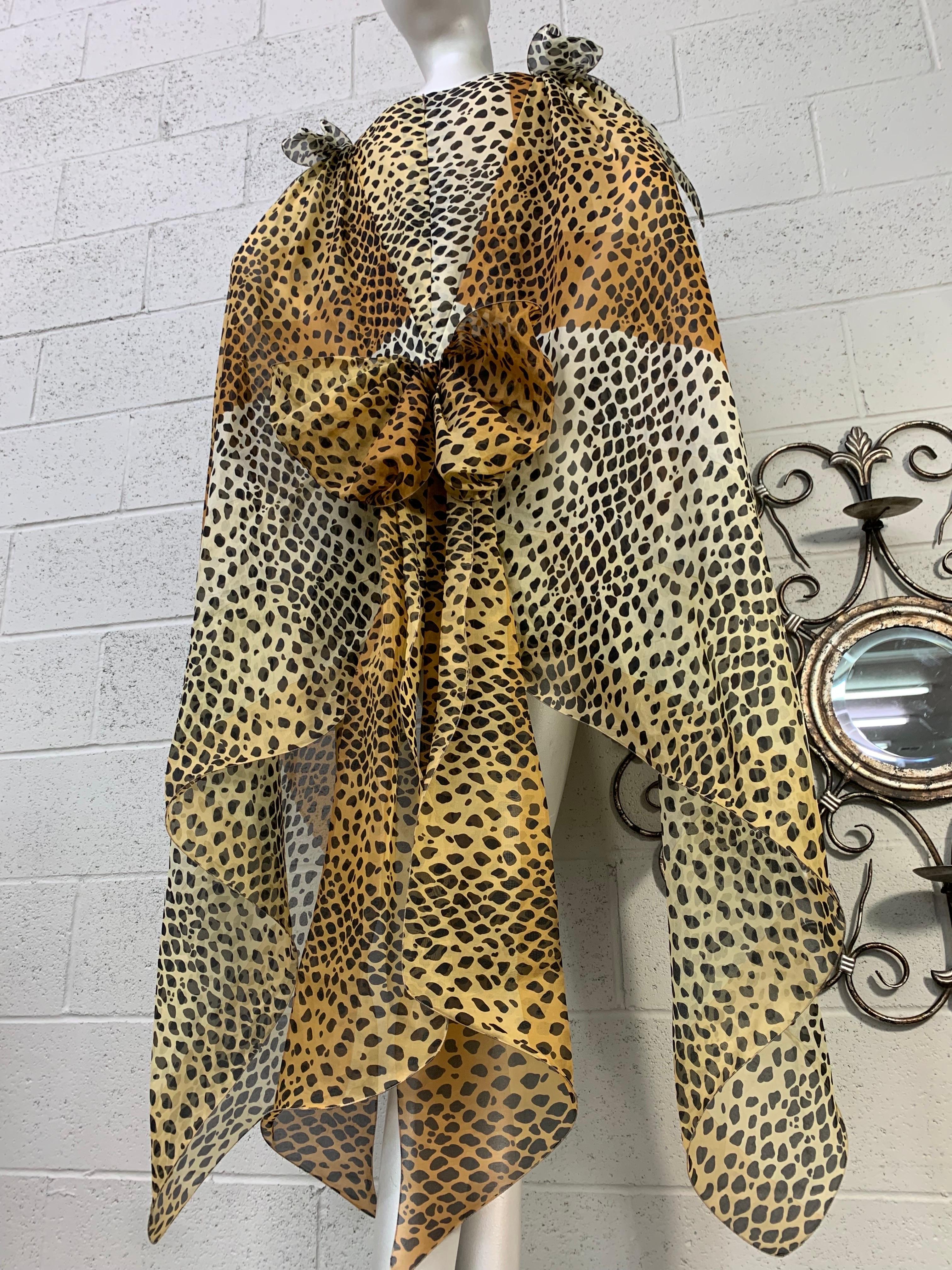 1990 Pierre Cardin Haute Couture Leopard Organza Mini Dress w Organza Cape 2