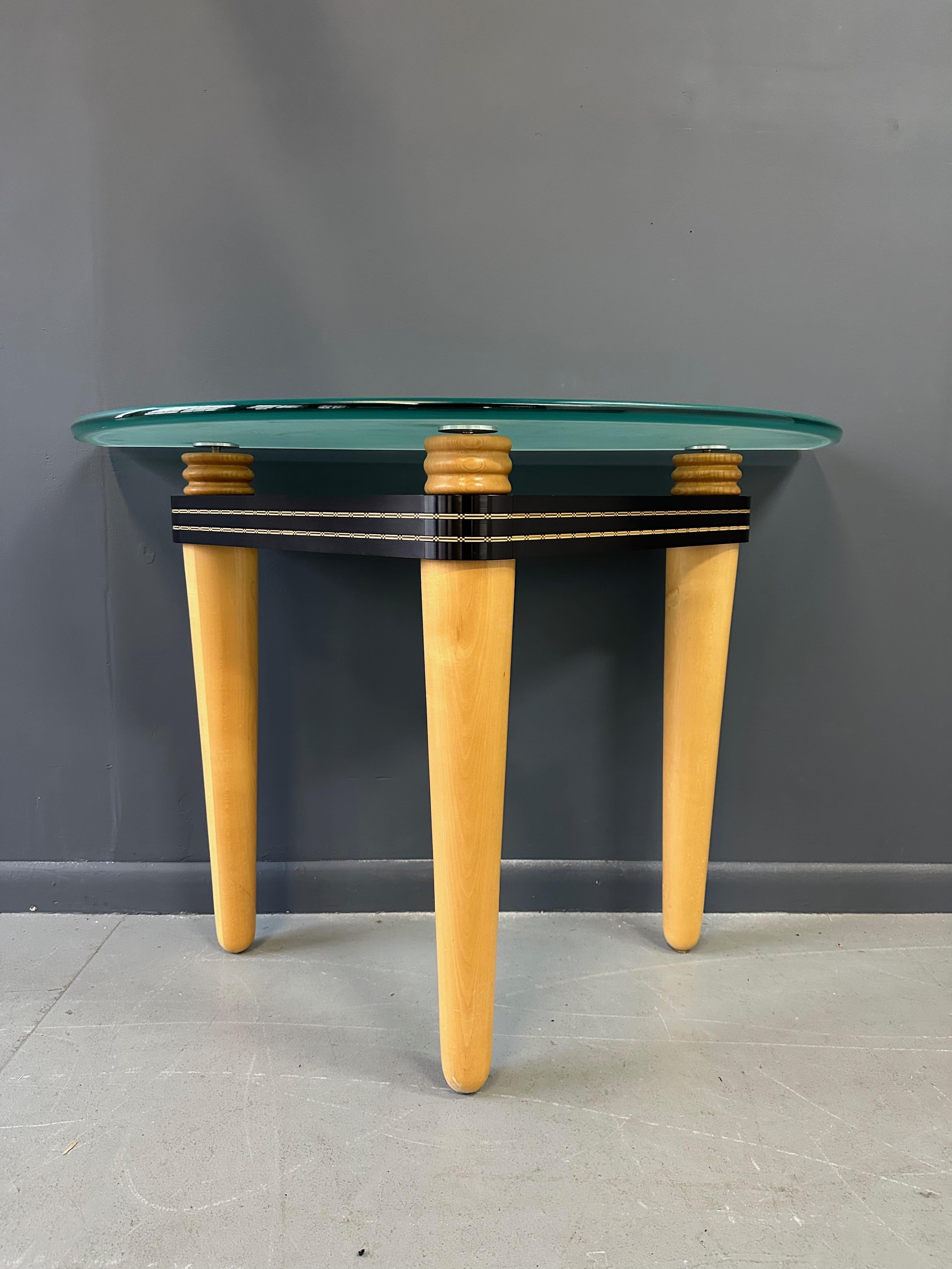 Table d'entrée post-moderne Demi-Lune conçue par Kaiser Newman en hêtre, 1990 Bon état - En vente à Philadelphia, PA
