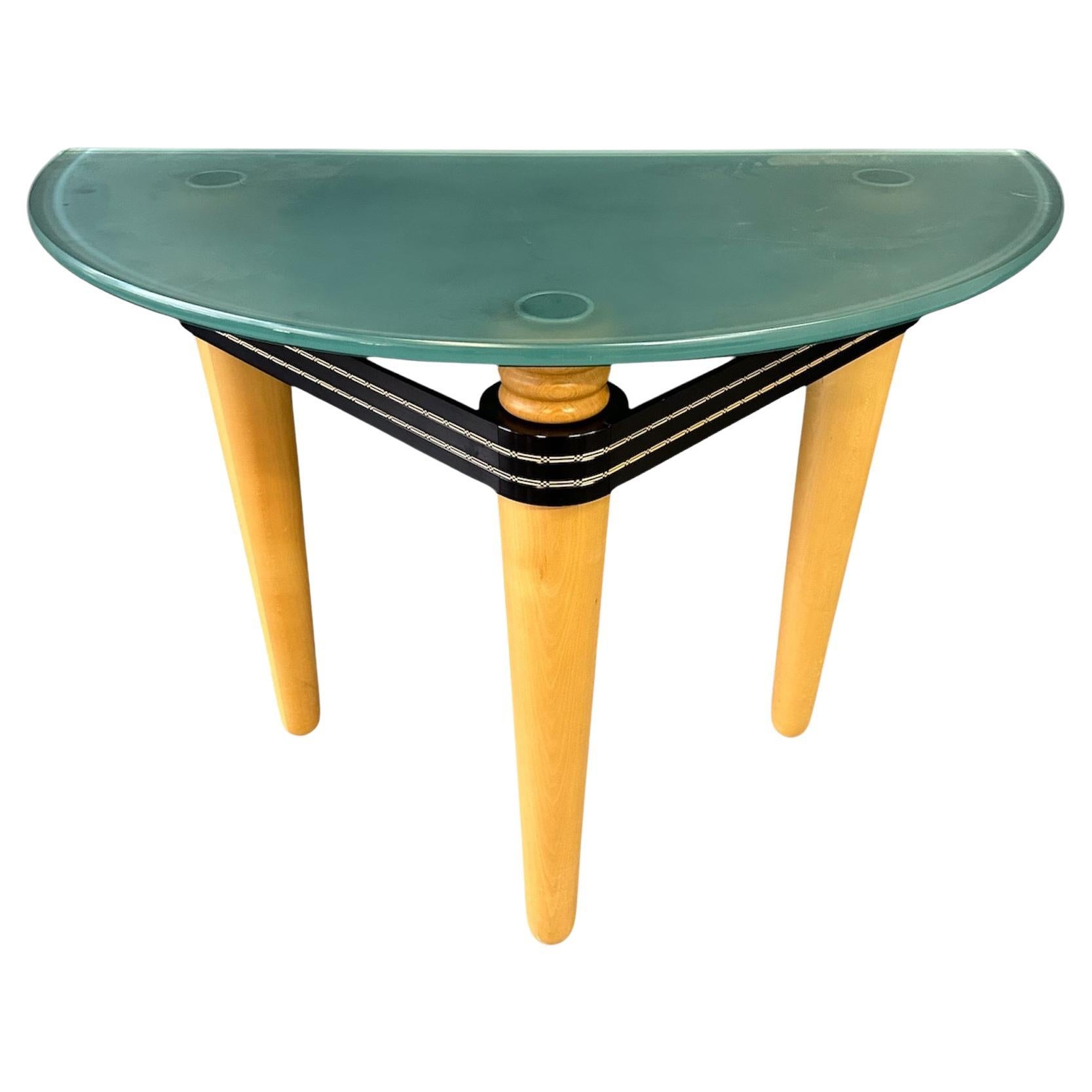 1990 Post Modern Demi-Lune Hall Table Designed by Kaiser Newman in Beech