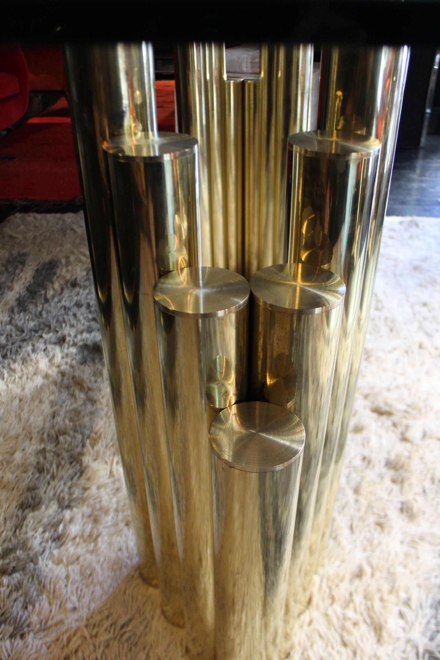 1990 Rectangular Handcrafted Tubular Brass Consolle In Good Condition For Sale In Milano, IT