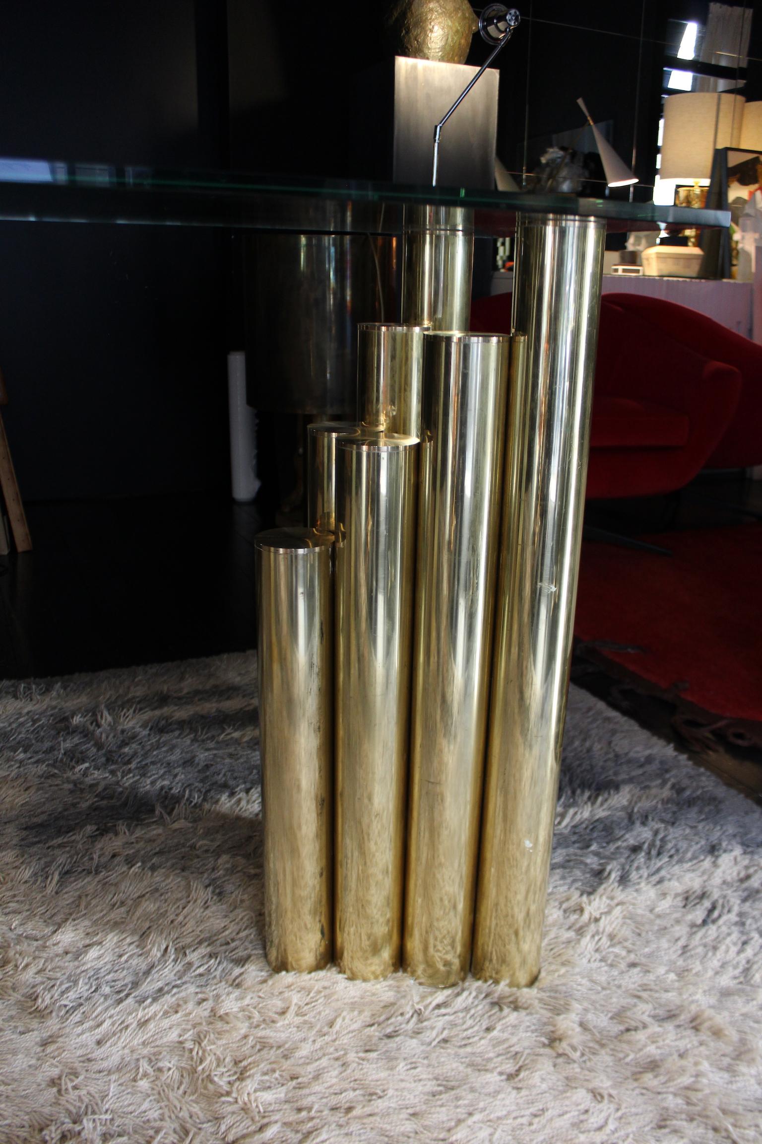 1990 Rectangular Handcrafted Tubular Brass Consolle For Sale 1