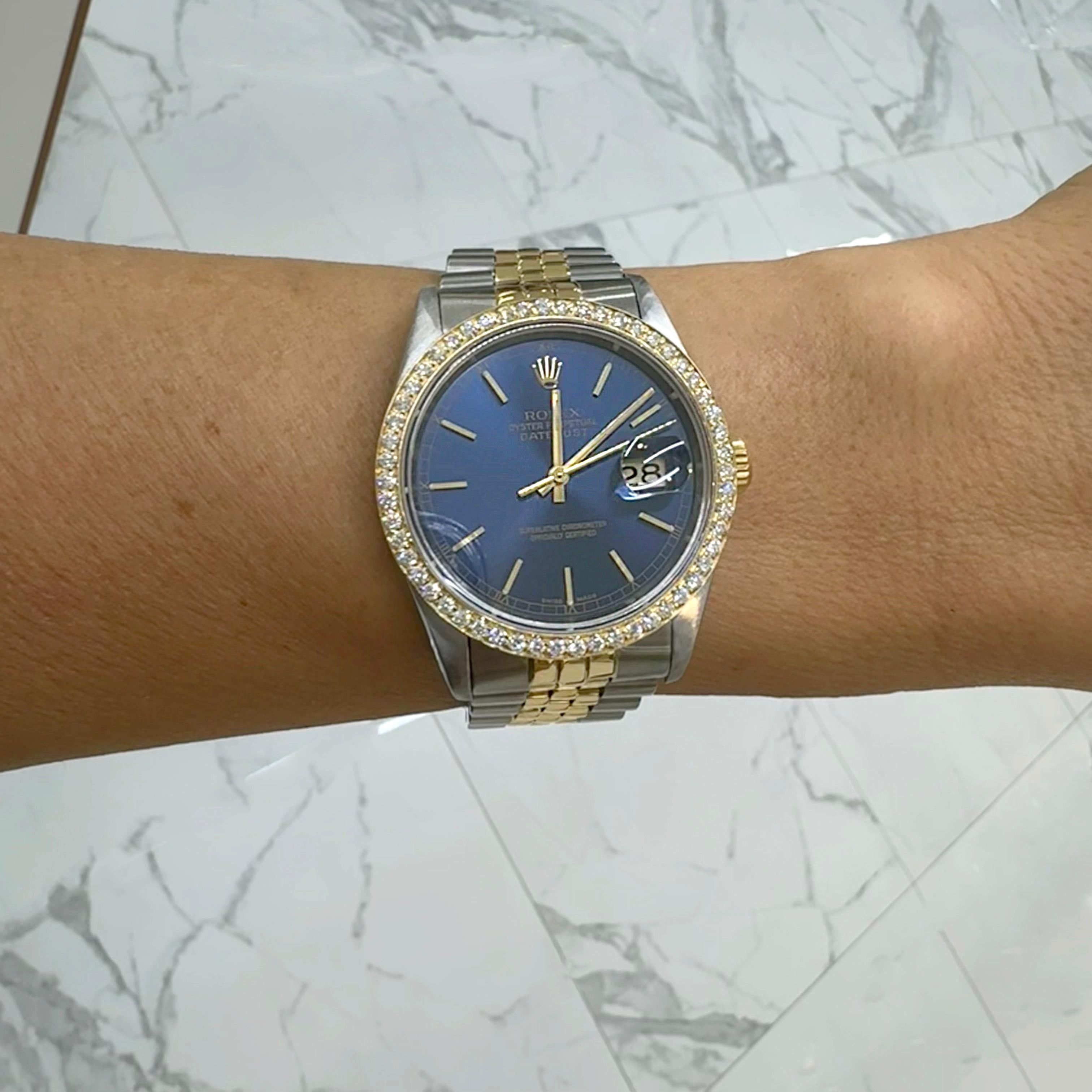 1990 Rolex Datejust 36MM 16233 Diamond Bezel Yellow Gold Stainless Steel Watch 2