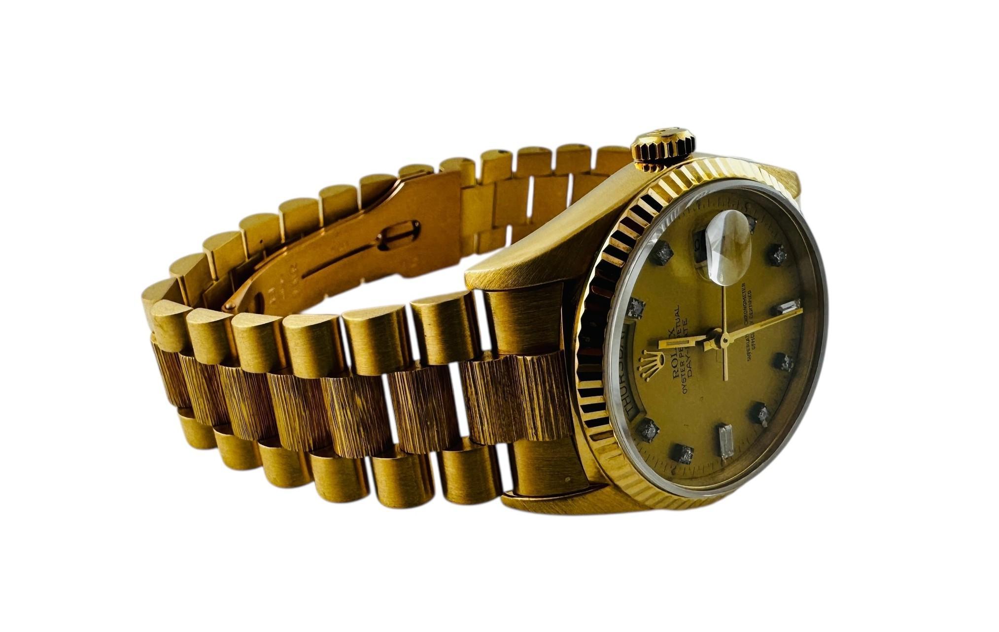 1990 Rolex Day-Date President 18248 Montre en or jaune 18K 36mm Boîte #23235 en vente 1