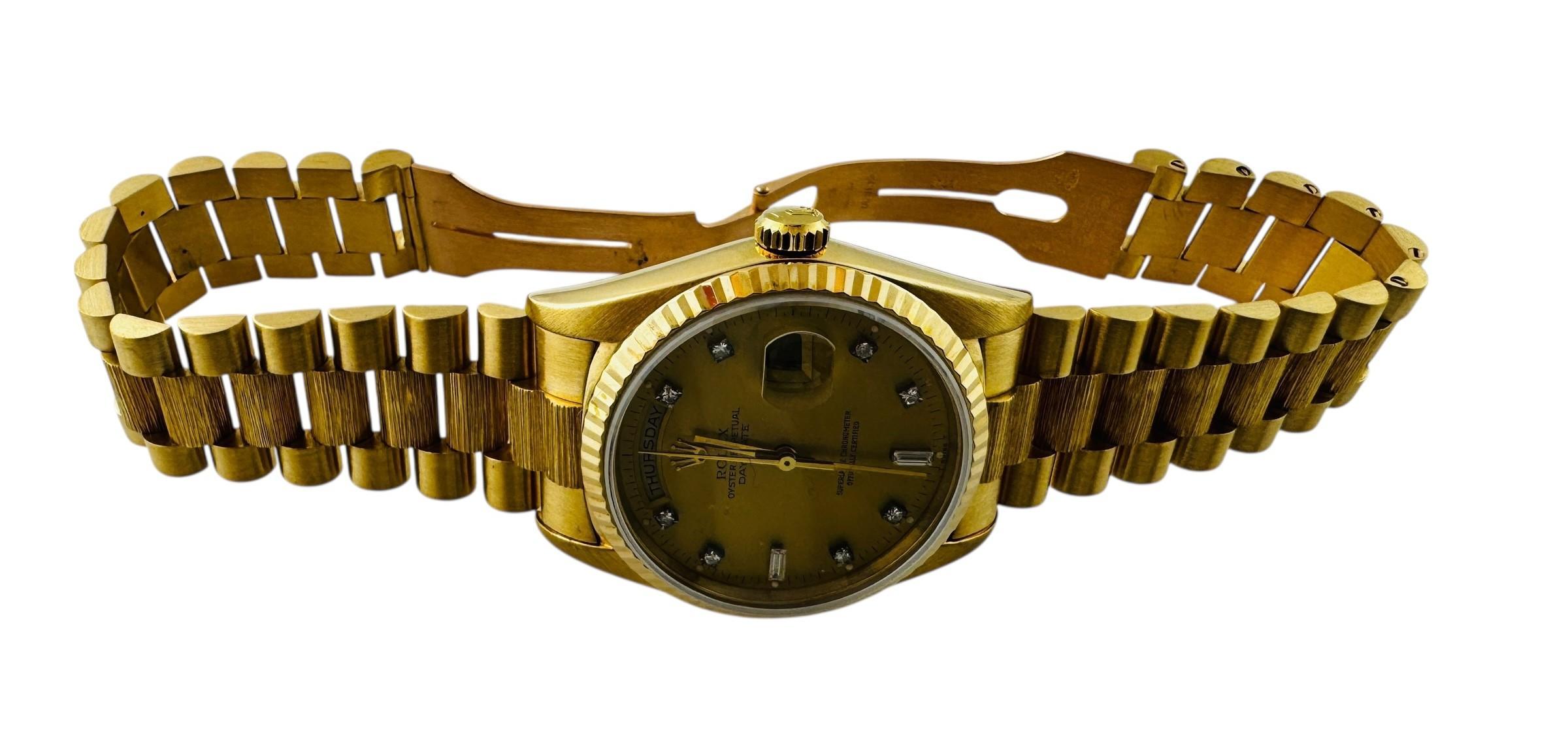 1990 Rolex Day-Date President 18248 Montre en or jaune 18K 36mm Boîte #23235 en vente 4