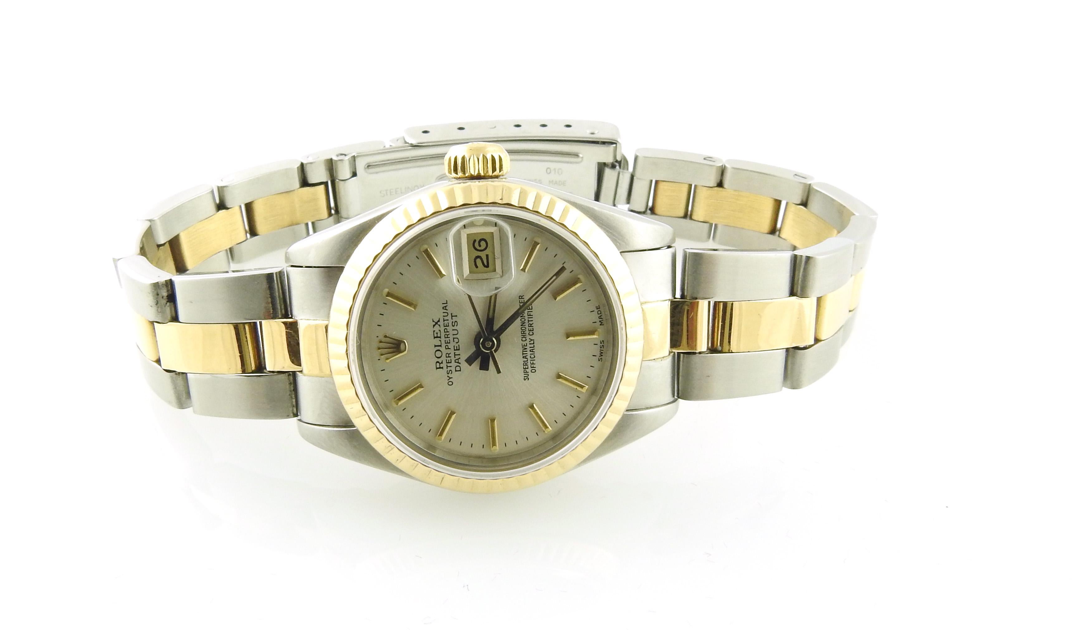 1990 Rolex Ladies Datejust Tow Tone Watch Silver Dial 69173 Box, Papers, Tag 3